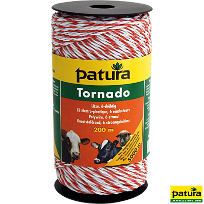 Patura Tornado Litze weiß-orange, 200-m-Rolle Patura Tornado Litze weiß-orange, 200-m-Rolle