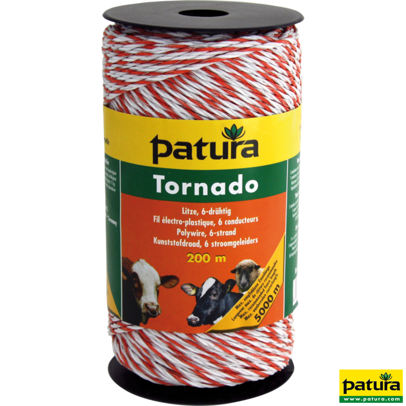 Patura Tornado Litze weiß-orange, 200-m-Rolle Patura Tornado Litze weiß-orange, 200-m-Rolle