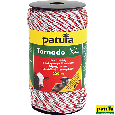 Patura Tornado XL Litze weiß-rot, 200-m-Rolle Patura Tornado XL Litze weiß-rot, 200-m-Rolle