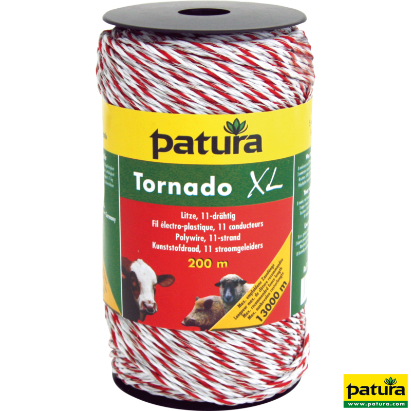 Patura Tornado XL Litze weiß-rot, 200-m-Rolle Patura Tornado XL Litze weiß-rot, 200-m-Rolle